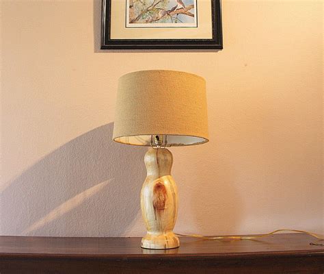 Wood Table Lamp Base Turned Handmade Wooden Rustic Decor Hand Etsy