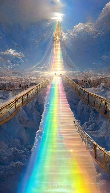 Premium Photo A Rainbow Bridge Over A Frozen River