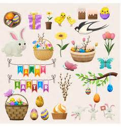 Easter Scrapbook Set Labels Ribbons And Other Vector Image