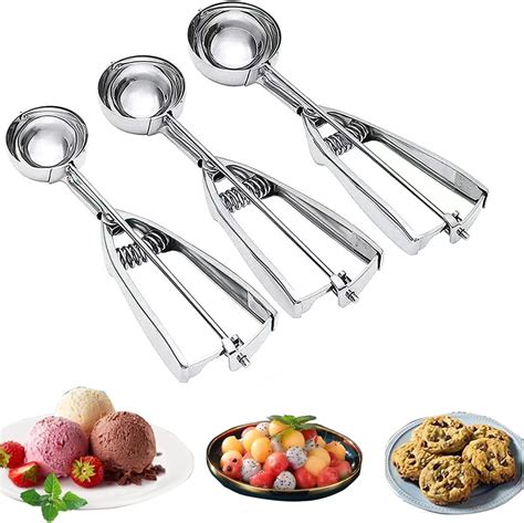 Amazon Cookie Scoop Set Of 3 Stainless Steel Ice Cream Scooper