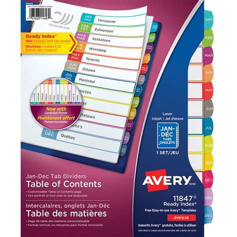 Avery Ready Index Customizable Table Of Contents Dividers White With