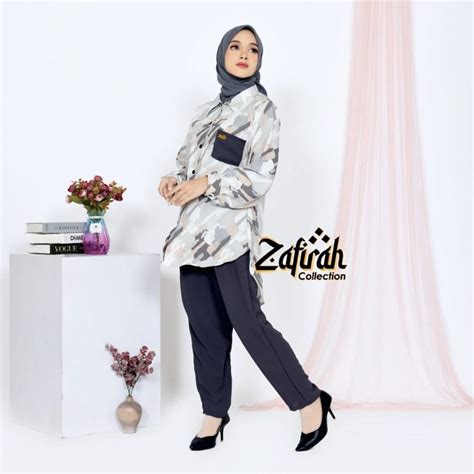 Jual One Set Audrey Stelan Celana Crinkle Airflow Motif By Zafirah