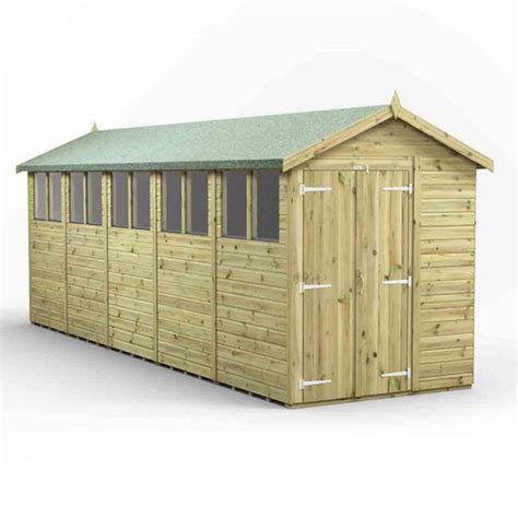 Power 20x6 Premium Apex Double Door Garden Shed Robert Dyas