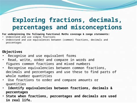 PPTX Exploring Fractions Decimals Percentages And Misconceptions