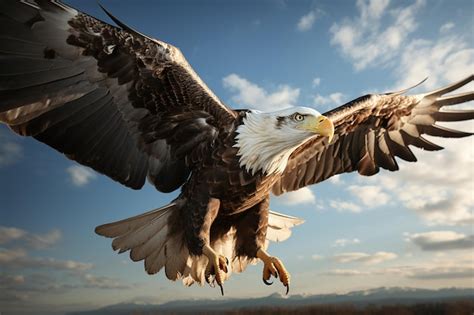 Premium Ai Image A Majestic Eagle Soaring Through The Sky Ai Generated