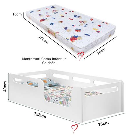 Montessori Cama Infantil Planet Baby Branca Colchão MadeiraMadeira