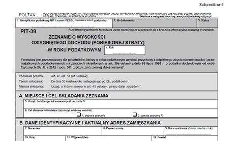 PIT 39 Formularz Pdf Instrukcja PIT 39 Poznaj Podatki Opodatkowanie