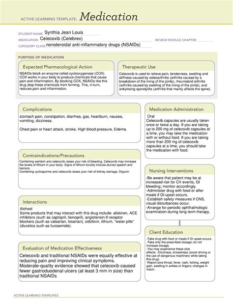 Celecoxib Ati Medication Template