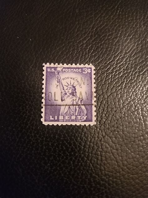 Rare Us Postage Stamp Cent Liberty Used Purple Lady Statue Of Liberty