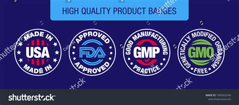 Four Product Badges Made Usa Gmo Stock Vector Royalty Free