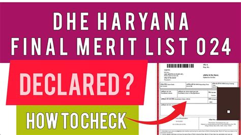 Dhe Haryana Final Merit List How To Check Dhe Haryana Merit List