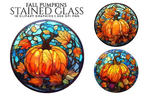 Fall Pumpkins Stained Glass Clipart Graphic By Designscotch · Creative Fabrica