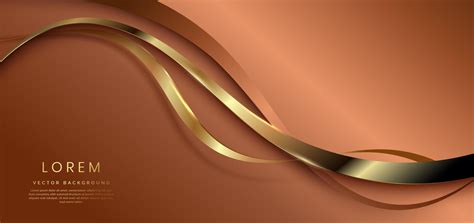 Abstract golden curve line luxury on dark brown background with copy ...