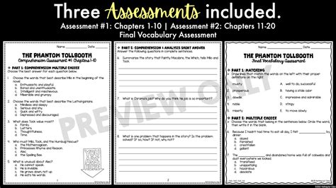 The Phantom Tollbooth Novel Study Unit Literature Guide Comprehension