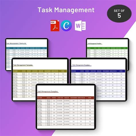 task management template printable   word