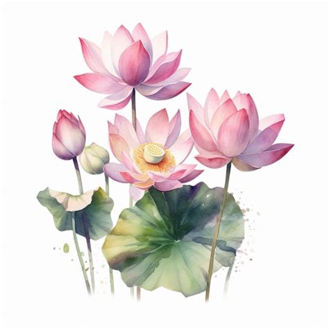 A watercolor painting of a lotus flower. | Premium AI-generated image