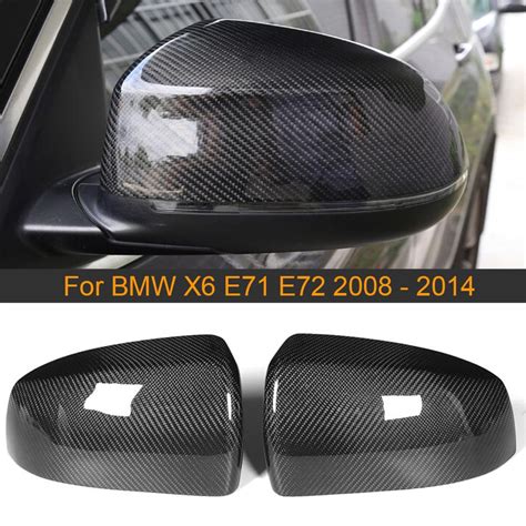 Carbon Fiber Car Side Mirror Covers Caps For BMW X6 E71 E72 2008 2014