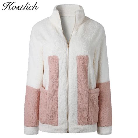 Kostlich Herbst V ausschnitt Langarm Shaggy Warm Plüsch Faux Pelz