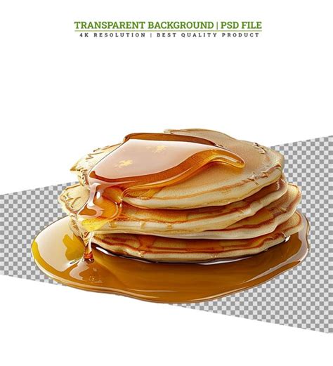 Premium Psd Pancakes Poured With Honey Closeup On A White Background