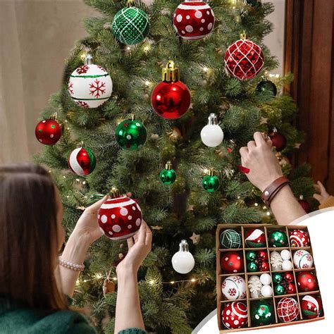 Vxdvou 42pcs Plastic Christmas Ball Ornaments For Tree 236 Inch Red Christmas Bulbs Decorations