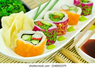 Various Sushi Rolls Masago Classic Roll Stock Photo 2140452379 | Shutterstock