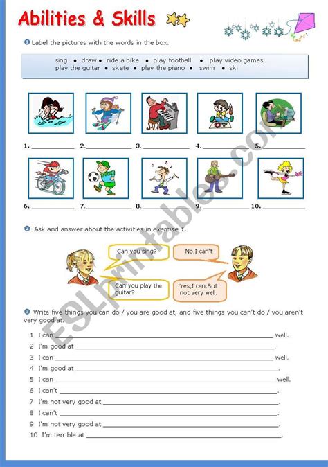 Abilities and Skills - ESL worksheet by mouradhope