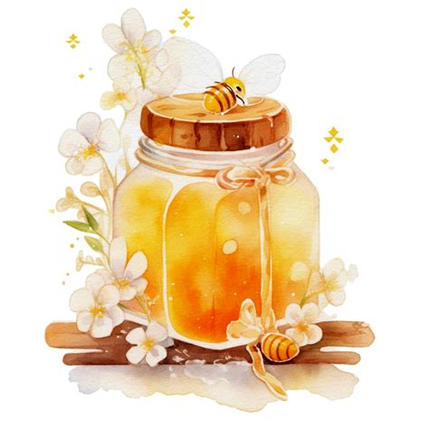 Watercolor Cute Honey Jar 26775162 Png