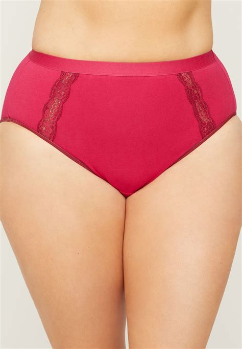 Cotton Hi Cut Brief Panty With Lace Ellos