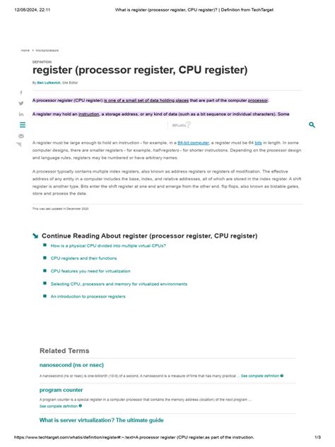 What Is Register Processor Register Cpu Register Definition From