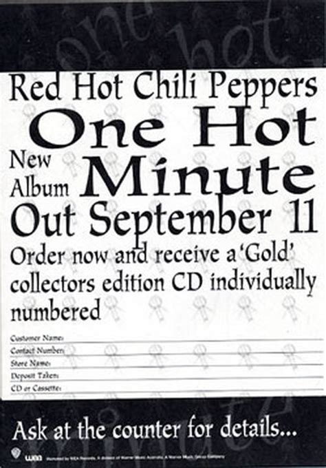 One Hot Minute Album Pre Order Form Rare Records Au