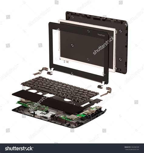 Isometric Disassembled Laptop On White Background Stock Photo 346388189