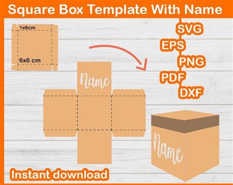 Make Your Custom Square Box Template Svg Box Template With Name Svg