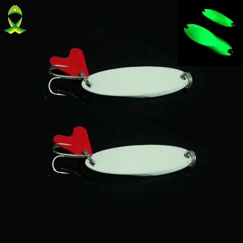 Jsm 10pcs Lot Luminous Metal Fishing Lures Artificial Bait With Treble