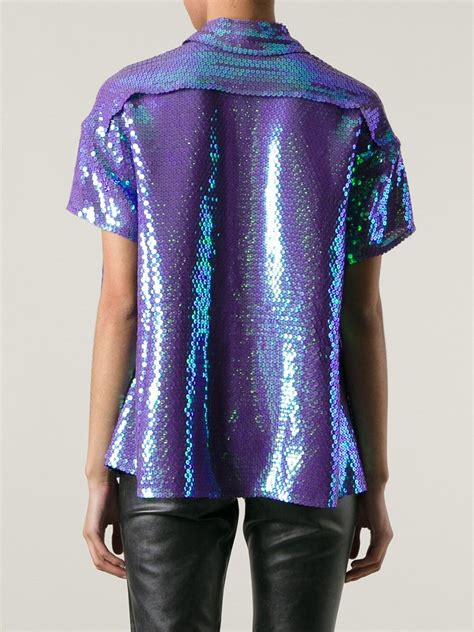 Acne Studios Sequin Shirt In Purple Lyst