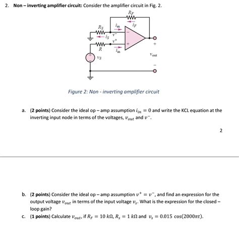 Solved 2 Non Inverting Amplifier Circuit Consider The