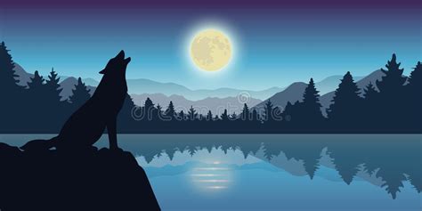 Wolf Howling Moon Halloween Stock Illustrations 1064 Wolf Howling