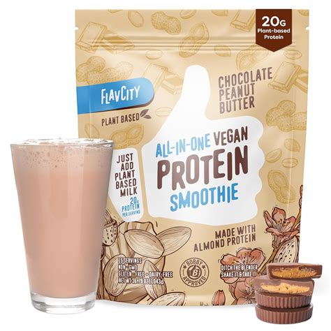 Flavcity All In One Vegan Protein Powder Smoothie Chocolate Peanut Butter Plant