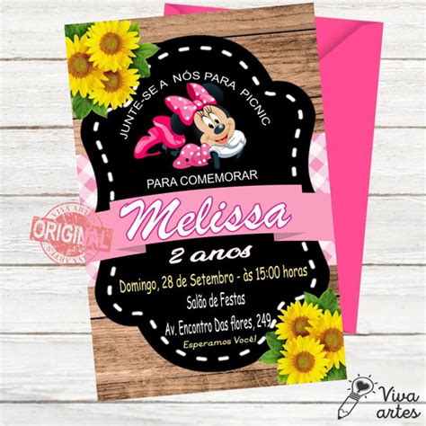 Convite Virtual Minnie Rosa Elo Produtos Especiais