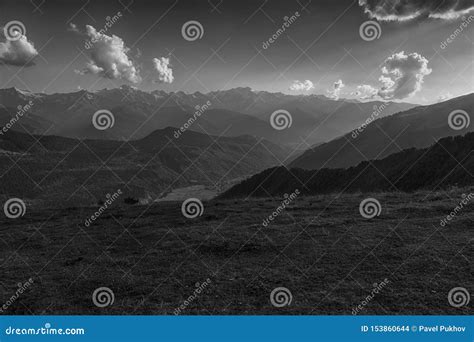 Black and White Mountain Landscape Stock Photo - Image of light, nature ...