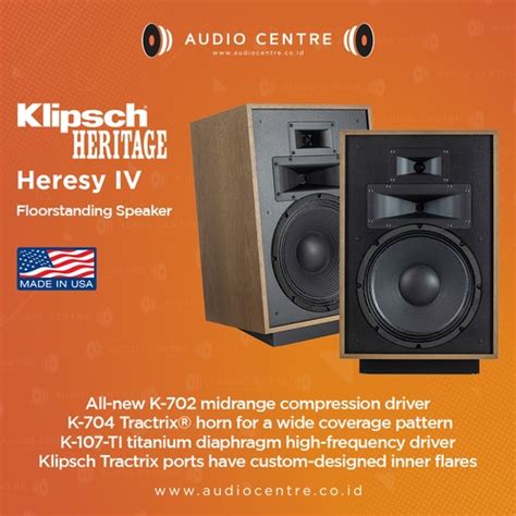 Jual Klipsch Heritage Heresy IV Floorstanding Speaker Made In USA