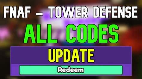 New Fnaf Tower Defense Codes Roblox Fnaf Tower Defense Codes December 2023 Youtube