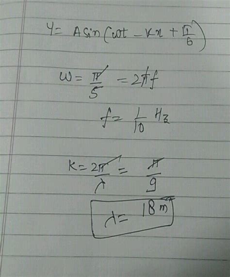 The Equation Of A Progressive Wave Is Given By Y 5 Sin 100pi T 0