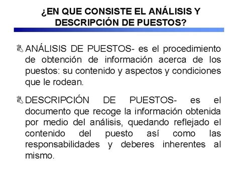 TEMA 8 ANLISIS Y DESCRIPCIN DE PUESTOS DE