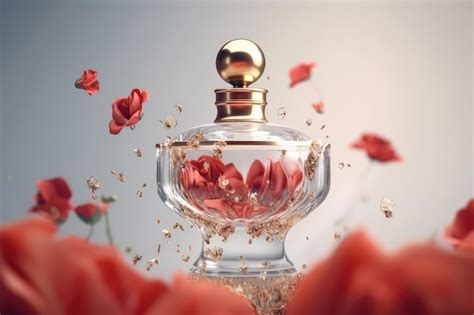 Premium Ai Image A Bottle Of Perfume With Red Roses In The Background