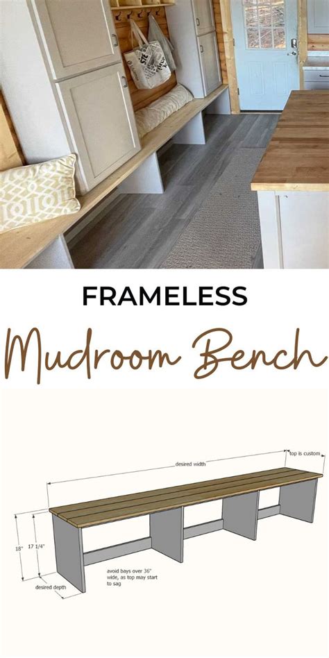 The Frameless Mudroom Bench Is Shown With Measurements To Make It Look