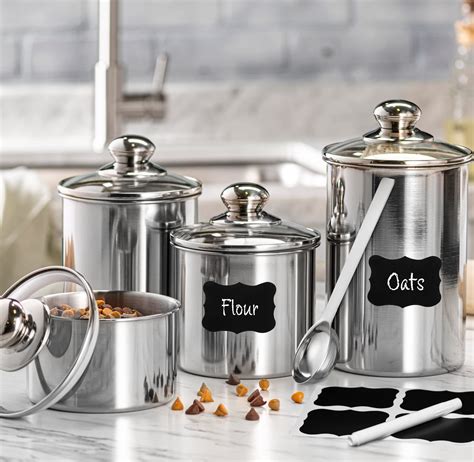 Buy Set Of 4 AIRTIGHT STAINLESS STEEL CANISTER SET For Kitchen Counter