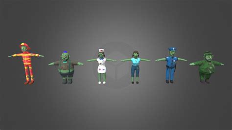 6 Cartoon Zombie APOCALYPSE Characters - Buy Royalty Free 3D model by ...