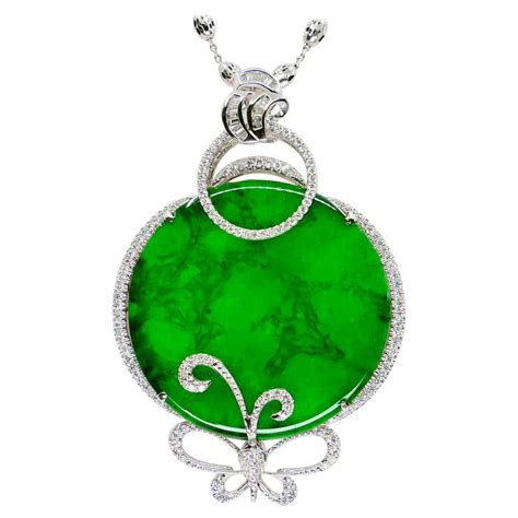 Important Gia Certified Jadeite And Diamond Pendant Necklace Imperial