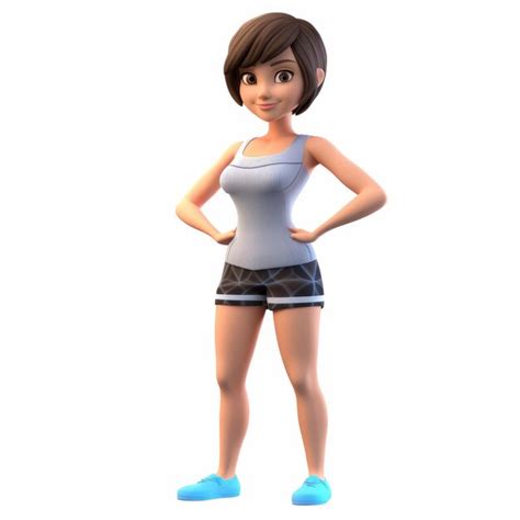 Premium Photo Cartoonish 3d Animation Of Jennifer In Shorts And Shirt