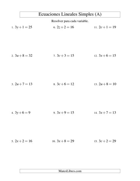 Resolver Ecuaciones Lineales De La Forma Ax B C Sin Valores